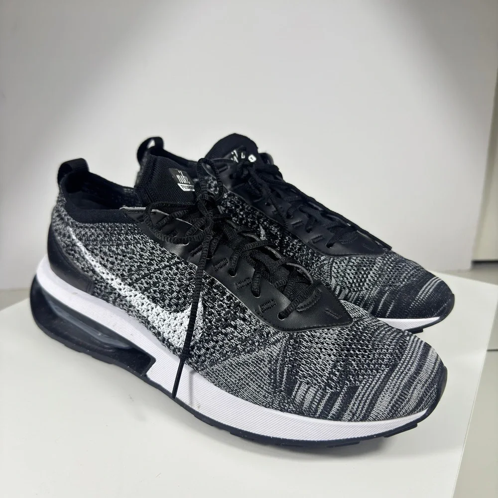 Nike Air Max Flyknit Racer Mens 10 Black White DM9073-001 Running Shoes